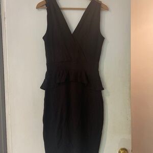 Warehouse sleeveless black peplum dress